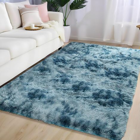 Tapis de chambre à coucher, 200 x 300 cm, moelleux, table de chevet, salon, chambre d'enfant, bleu foncé (1/5)