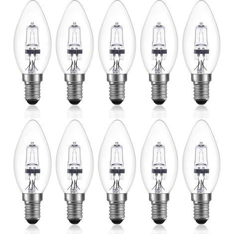 Ampoule halogène 42 W E14 C35 à intensité variable, AC 220-240 V, blanc chaud 2700 K, ampoule halogène transparente E14 (lot de 10) (1/3)