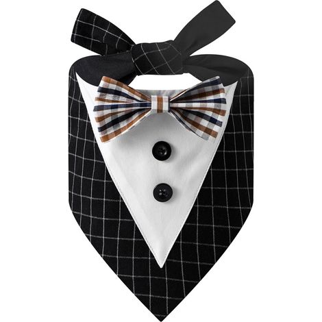 1 bandana pour chien, smoking élégant avec nœud papillon, coton doux, taille L, pour mariage ou occasion spéciale (1/5)
