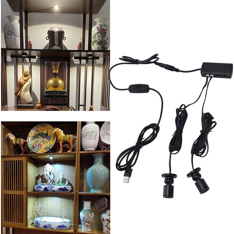 Éclairage de comptoir LED, éclairage d'armoire rond, éclairage de cave à vin d'exposition, spot USB, plafonnier de dressing à intensité variable, lampe multi-panneaux. (1/5)