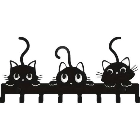 Hängehaken Handtuchhaken Metall-Schlüsselhaken für Katzen Wandmontage mit 8 Haken 25 cm dekoratives Wandregal geeignet für Küche Schreibtisch und (1/2)