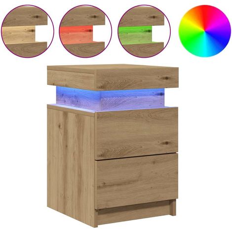 Maison Exclusive - Mesilla de noche con LED madera marrón roble 3 (1/5)