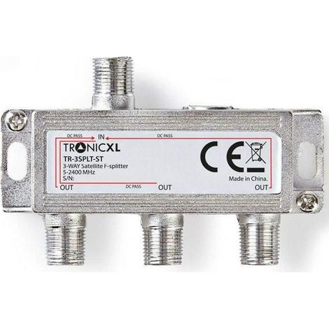 TronicXL Répartiteur d'antenne 3 Prises pour câble TV Noir DVB-T2 zb pour répartiteur HD