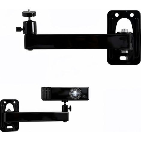 Support Mural pour Projecteur, Support Projecteur Réglable Pivotant à 360°, Métallique avec Interface Filetée 1/4 Pouce, Plafond Vidéoprojecteur Cinéma Maison, Salle De Jeux, Bureau, Noir (1/5)
