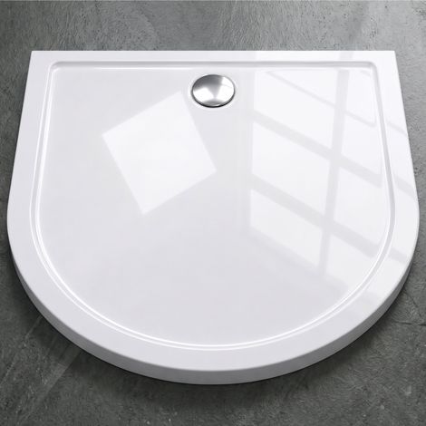 Mai & Mai Receveur de Douche Blanc en Demi-cercle 100x100x4cm Fabriqué en Acrylique Bac à Douche Extra-plat Receveur Antiglisse pour Salle de Bain F4 (1/5)