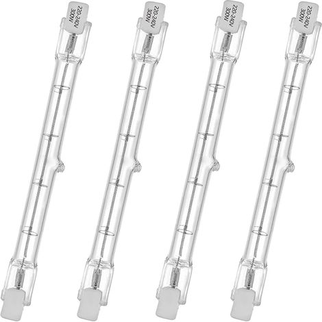 Ampoule halogène , base R7S , lampe halogène T3 , 230V , 300 watts , 118 mm , blanc chaud , 2800K (4 pièces) [Classe énergétique G] (1/5)