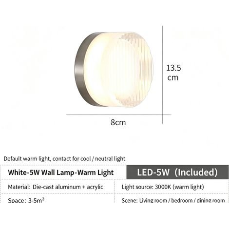 Applique Murale LED Design Ondulé Transparent, Lumière Chaude 110V, Éclairage Décoratif pour Tête de Lit, Couloir, Entrée, Salle de Bain et Devant Miroir (1/2)