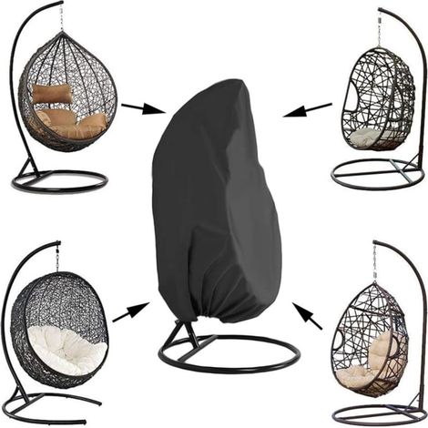 Housse de protection imperméable pour fauteuil suspendu en rotin tressé, housse extérieure anti-pluie et anti-poussière, taille 190 x 115 cm, couleur noire (1/4)