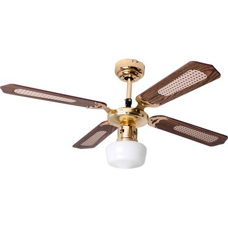 V-Tac – Ventilateur de plafond 105 cm – 3 vitesses réglables – Moteur silencieux – Éclairage verre opalin – MDF brun – Interrupteur à tirette (1/10)