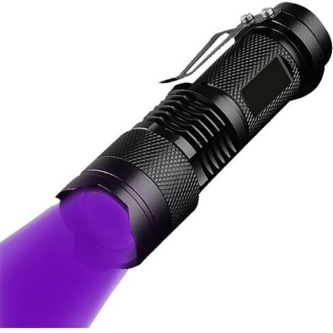 Lampe torche UV, lampe torche ultraviolette 395 nm, puissante lampe UV pour l'inspection des maisons et des htels, détecteur de lumière noire pour l'urine d'animaux, les taches, les punaises de lit, (1/4)
