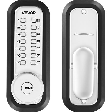 VEVOR Cerradura de Código Mecánica con Teclado, 4 a 7 Dígitos sin Llaves, Aleación de Zinc, Cerradura de Combinación con Bloqueo Automático para Puertas 35 a 65 mm, Entrada, Garaje, Jardín, Exterior