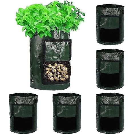 Lot de 6 sacs de culture pour pommes de terre, 37,8 litres (10 gallons), pour plants de pommes de terre, tomates, fleurs, plantes et légumes. (1/4)
