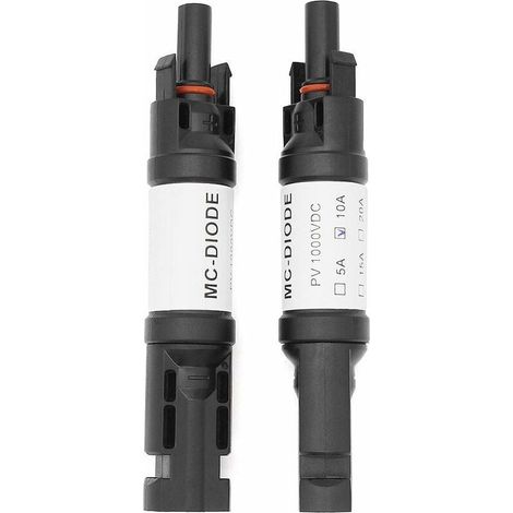 Conector MC-4 con diodo - Adaptador de cable solar, 10 A/15 A/20 A CC 1000 V, macho/hembra PV, paralelo (1/5)