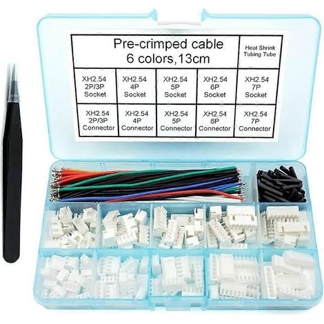 Kit de connecteurs JST-XH 2,54 mm avec câbles mâles et femelles 2,54 mm pré-sertis, boîtiers 2-7 broches, connecteurs JST. (1/5)
