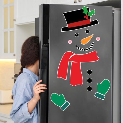 Aimants de réfrigérateur bonhomme de neige de Noël, autocollants magnétiques imperméables, décorations de Noël pour portes de garage et voitures (1/5)