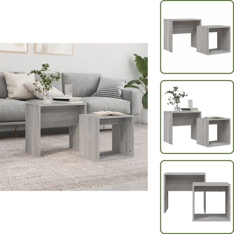 Tables basses gigognes 2 pcs sonoma gris bois d'ingénierie - Table Basse Gigogne - Table D'appoint - Meuble Salon - Meubles Contemporains - Mobilier Moderne (1/5)
