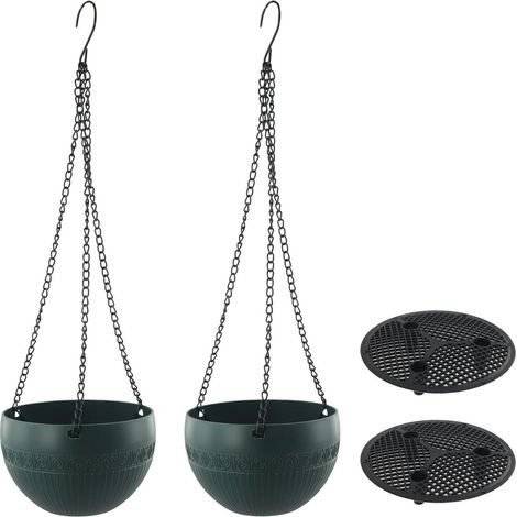 Jardinières suspendues d'extérieur en résine avec drainage, paniers briques antiques (1/4)
