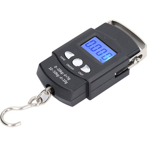 Pèse-personne électronique portable avec crochet, écran LCD, 50 kg, ruban mesureur rétractable 1 m, pour pêche et usage domestique (1/5)