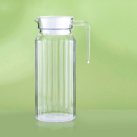Carafe En Acrylique - Capacité 2 L - Pour Eau Froide Chaude Jus Thé Lait De Soja - Avec Couvercle Et Poignée - Usage Restauration Buffet Bar Maison (1/4)
