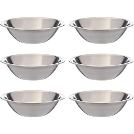 Bol À Mélanger - Acier Inoxydable - Base Plate - Diamètre 16,5 Cm - Pour Préparation Culinaire - Lot De 6