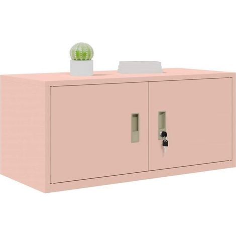 Armoire de Rangement en Acier 90x40x40 cm - Casier Métallique Rose avec Portes, Meuble de Stockage Robuste pour Bureau, Garage ou Chambre (1/5)