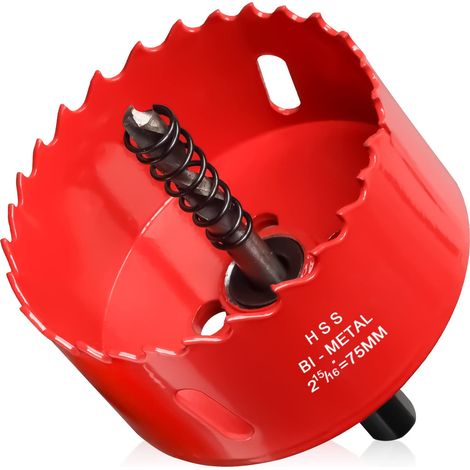 Scie cloche 75 mm Pour Bois - Couronne de Forage Universelle en Bi-Métal HSS M42 - Avec Foret Séparable -pour Placoplâtre, Cloison Sèche, Planche, Plastiques (1/5)