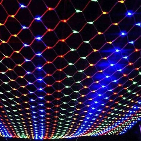 Rideau lumineux LED coloré en maille, 1.5 x 1.5 m, 204 LED, 8 modes, éclairage décoratif pour sapin de Noël, pour Thanksgiving, Noël, fêtes, événements, multicolore (1/5)
