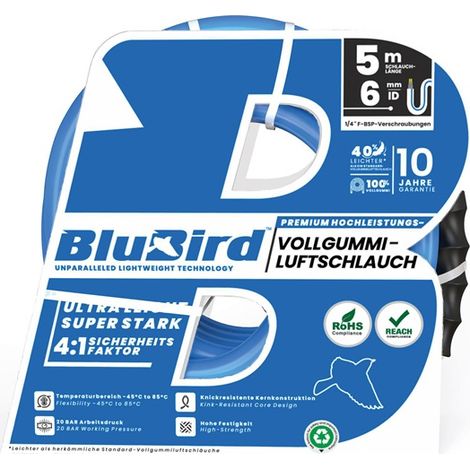 RIEGLER Werkstattschlauch-Set BluBird Innen-Ø 6 mm Außen-Ø 12 mmLänge 5 m Sicherheitskupplung G1/2 ″ (1/2)