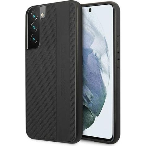AMG AMHCS22MBLSCA S22+ S906 negro/negro estuche rígido con franja de carbono y relieve