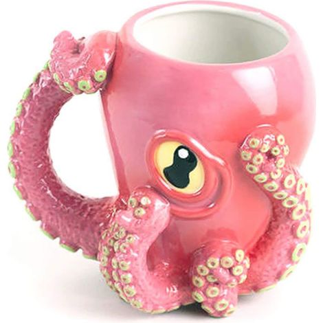 Mug pieuvre 3D, forme originale, cadeau idéal pour les amateurs de café et de thé au lait à l'occasion des fêtes ou des anniversaires, rose