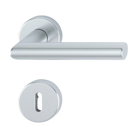 Maniglia rosetta tonda Amsterdam alluminio argento chiave quadrata - HOPPE - 3949393 (1/3)