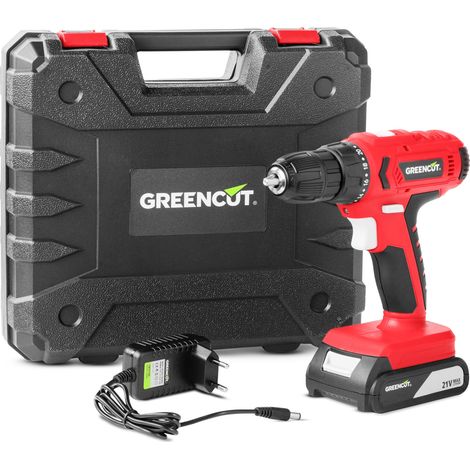 Avvitatore e trapano a batteria, 21V 1.3Ah batteria al litio, velocità 1500rpm, incluse batteria, caricatore e valigetta - Greencut TD210L (1/6)