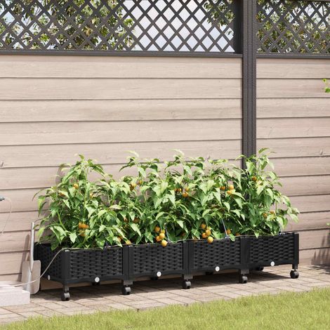 Teenpull – Garten Blumenkübel mit Bewässerung und Rädern 4 Stk. Schwarz PP (1/5)