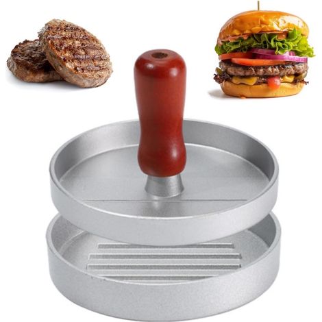 Prensa para carne molida, antiadherente, de aluminio, para hamburguesas, para barbacoa, hamburguesas rellenas y hamburguesas de carne. (1/5)