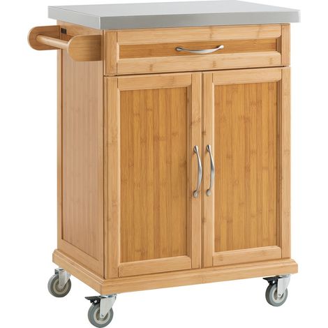 SoBuy Kitchen Storage Cabinet, Kitchen Island Trolley Rubber Wheels FKW13-N