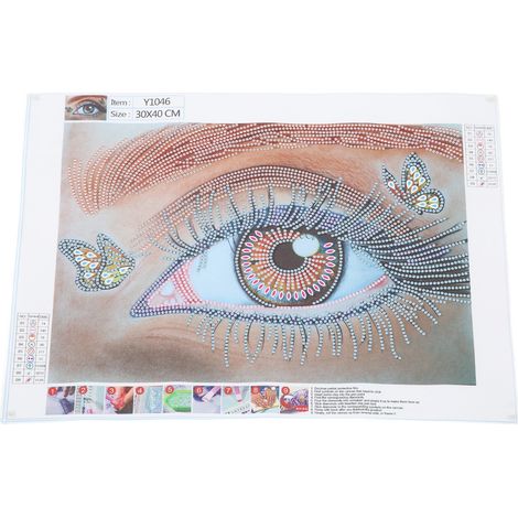 Tableau décoratif mural fait main à réaliser soi-même, orné de strass et orné d'yeux colorés, 30 x 40 cm