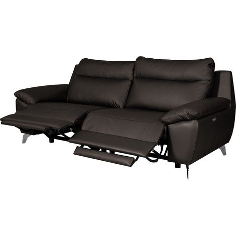 Canapé taille 2 places avec 2 relax en 100% tout cuir épais de luxe italien avec 2 relax électriques, PERINI, chocolat (1/5)