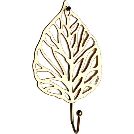 Ensemble de 6 mini-paniers muraux en métal, motif feuille, idéal pour suspendre vêtements, sacs à main, foulards, clés, etc. - Doré (1/5)