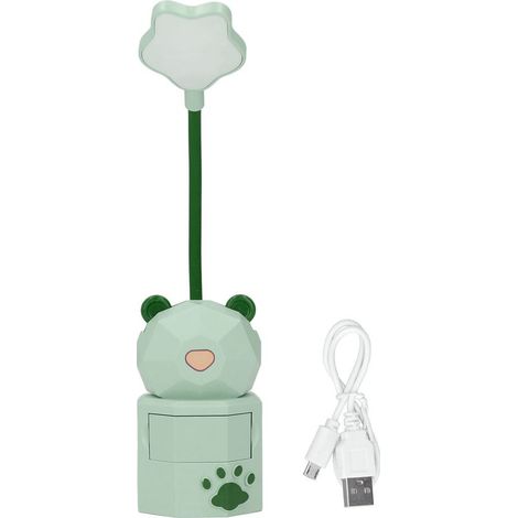 Lampe de bureau LED de dessin animé, Protection des yeux, veilleuse de lecture, Table de chargement USB pour chambre à coucher, dortoir, vert (1/5)