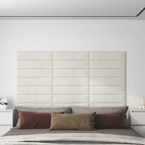 vidaXL Tête de lit murale 12 pc Crème Velours (1/5)