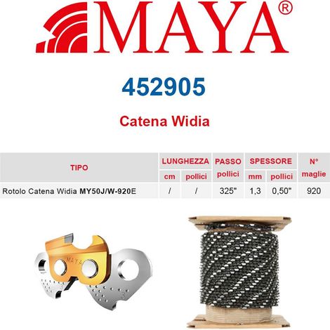 Rotolo catena in Widia .325&quot 1.3 mm - .050&quot 920 maglie con antirimbalzo Maya - 452905