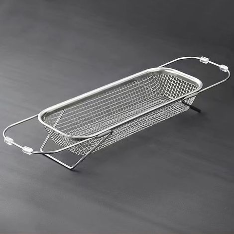 Edelstahl-Küchenspüle Abtropfgestell – ausziehbares, multifunktionales Besteck- und Geschirrablagegestell, geeignet für Küche, Bad und Balkon (46 x 13 x 6,5 cm)