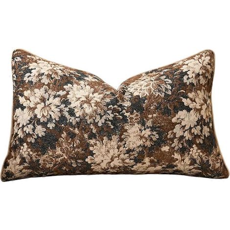 Neutral Floral Pillowcases peluche rectangulaire Cushion housses décoratif Farmhouse Style Sofa Cushion housses marron (1/5)