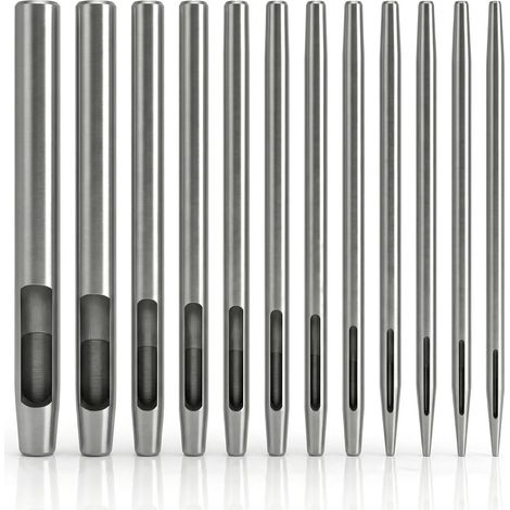 12 Pièces Outils De Poinçonnage Pour Cuir,Outils De Poinçonnage,Poinçon Creux en Cuir Kit d'Outil de Poinçonnage, bracelet de montre,ceinture,chaussures,tissu,vêtements en toile,œillet rond 0,5-6 mm (1/5)