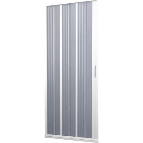 Faltduschtür aus pvc weiss h 185 mod. Flex mit seitlicher Öffnung 150 cm