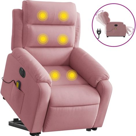 Maison Exclusive - Poltrona Alzapersona Massaggi Elettrica Reclinante Rosa Velluto (1/5)