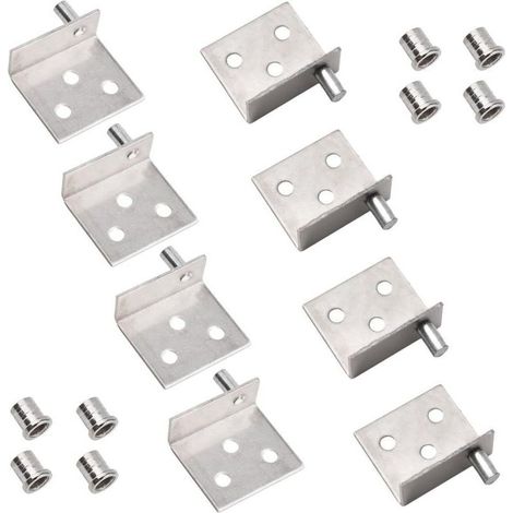 Set mit verdeckten Drehzapfen für Holzschranktüren inklusive kostenlosem Drehzapfenstift aus Holz (silber)