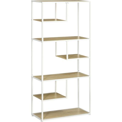 Bibliothèque étagère BERANGERE blanche et bois clair (1/5)
