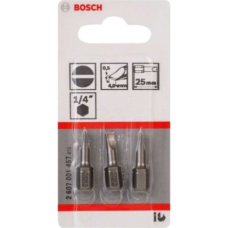 Bosch 3x punta cacciavite extra-dura, S 0,5 x 4,0, 25 mm - 2607001457 (1/2)