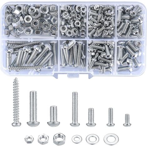 Schrauben- und Muttern-Set M3/M4/M5 mit Unterlegscheiben, 380 Teile, verzinkt (1/5)